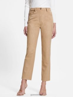 GUESS נשים מכנסיים קלי סטרייט F8RV2003 לבוש חול רטוב