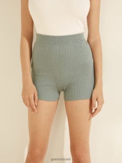 GUESS נשים מכנסיים קצרים עם צלעות אמילי F8RV2233 לבוש צהבהב מאובק