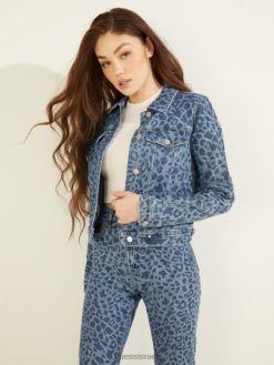 GUESS נשים מעיל ג'ינס אקו דוריה F8RV251 לבוש ליאו ירקן