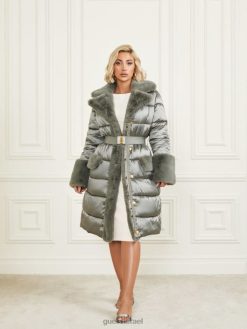 GUESS נשים מעיל נפוח ארוך של בסי F8RV1907 לבוש מולטי חום כללי