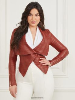 GUESS נשים מעיל עור של shayna F8RV1913 לבוש אדום ריבה כהה