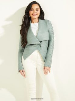 GUESS נשים מעיל עור של shayna F8RV1916 לבוש אפור צפחה