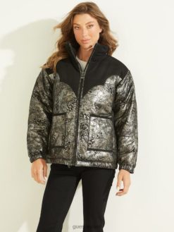 GUESS נשים מעיל פחזנית מעור loise F8RV1887 לבוש שָׁחוֹר