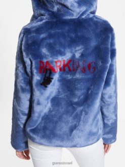 GUESS נשים מעיל פרווה מלאכותית של דניאלה F8RV1866 לבוש כחול תשוקה