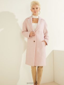 GUESS נשים מעיל תערובת צמר גורל F8RV1818 לבוש עלה כותרת עדין