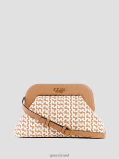 GUESS נשים מצמד מסגרת ארוגה של אבי F8RV3318 תיקים שטיפת גריס/ענן אפור