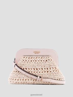 GUESS נשים מצמד מסגרת קש סרוגה של ליגוריה F8RV2918 תיקים צבע לטבול