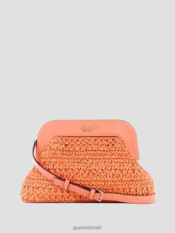 GUESS נשים מצמד מסגרת קש סרוגה של ליגוריה F8RV2966 תיקים אלמוג