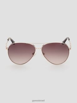 GUESS נשים משקפי שמש טייסים מרובע g link מתכת F8RV3665 אבזר צב