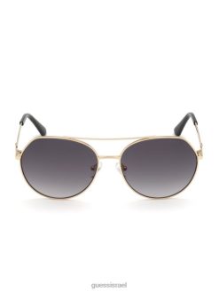 GUESS נשים משקפי שמש טייסים עגולים F8RV3725 אבזר שָׁחוֹר