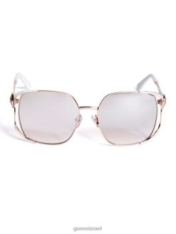 GUESS נשים משקפי שמש ממתכת מרובעים של ורה F8RV3707 אבזר לְהַסמִיק