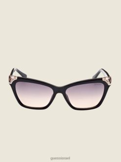 GUESS נשים משקפי שמש מרובעים מפלסטיק צב F8RV3720 אבזר כסף