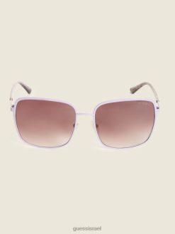 GUESS נשים משקפי שמש מרובעים מתכת גדולים F8RV3688 אבזר סָגוֹל