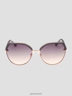 GUESS נשים משקפי שמש מתכת אמייל גיאומטריים F8RV3673 אבזר אפור