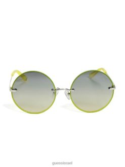 GUESS נשים משקפי שמש עגולים עם עיטור נצנצים של גרייסון F8RV3765 אבזר צהוב