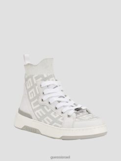 GUESS נשים נעלי סניקרס גבוהות סרוגות לוגו של mannen F8RV3333 הַנעָלָה כסף 040