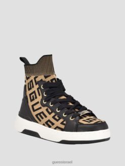 GUESS נשים נעלי סניקרס גבוהות סרוגות לוגו של mannen F8RV3336 הַנעָלָה חום בינוני