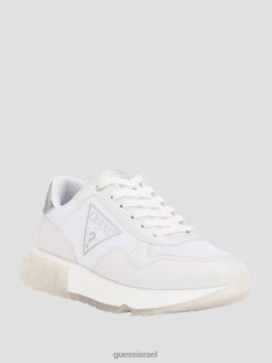 GUESS נשים נעלי סניקרס לוגו בצד מלני F8RV3329 הַנעָלָה גרפיטי לבן