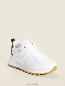 GUESS נשים נעלי ספורט מחוררות סלבי F8RV2464 הַנעָלָה זהב לבן