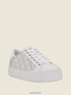 GUESS נשים נעלי ספורט נמוכות עם לוגו יהלומים מלאכותיים של gelsen F8RV3343 הַנעָלָה כסף 040
