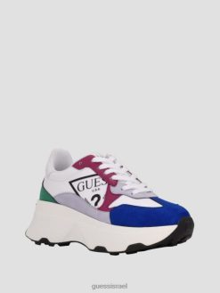 GUESS נשים נעלי ספורט עם הדפס לוגו של calebb F8RV3351 הַנעָלָה גרפיטי לבן