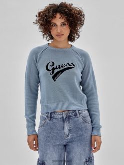 GUESS נשים סוודר לוגו אקו של originals F8RV1267 לבוש כותנה כחולה