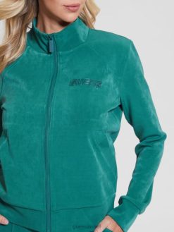 GUESS נשים סווטשירט עם רוכסן מלא euphemia F8RV1919 לבוש כחול חרפושית