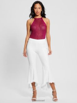 GUESS נשים סופיה 1981 ג'ינס מתרחב גבוה F8RV14 לבוש בופאלי לבן