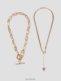 GUESS נשים סט שרשרת בשכבות F8RV3876 אבזר זהב