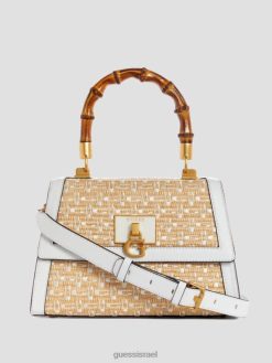 GUESS נשים סטפי קש לוגו במבוק מתקפל F8RV2765 תיקים מולטי לבן