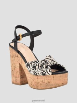 GUESS נשים סנדלי עקב עם לוגו yipster F8RV3410 הַנעָלָה שָׁחוֹר