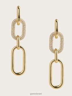 GUESS נשים עגיל אטב נייר מצופה זהב 14 קראט F8RV3864 אבזר כסף/זהב