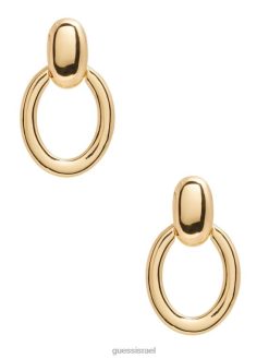 GUESS נשים עגיל דופק דלת מצופה זהב 14 קראט F8RV3874 אבזר כסף/זהב