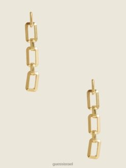 GUESS נשים עגיל טיפה קישור מצופה זהב 14 קראט F8RV3899 אבזר כסף/זהב