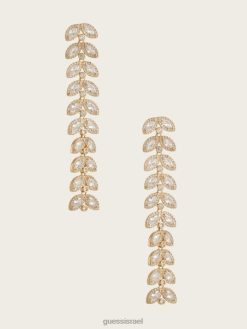 GUESS נשים עגיל עלה קריסטל מצופה זהב 14 קראט F8RV3879 אבזר כסף/זהב