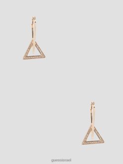 GUESS נשים עגילי חישוק משולשים F8RV3871 אבזר זהב