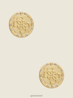 GUESS נשים עגילי לוגו צמודים F8RV3915 אבזר זהב