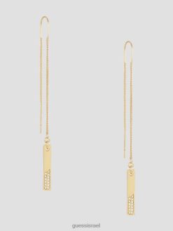 GUESS נשים עגילי משחיל ריינסטון F8RV3834 אבזר זהב