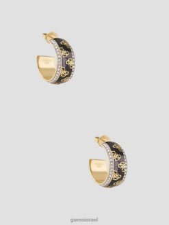 GUESS נשים עגילי quattro g hoop F8RV3855 אבזר זהב צהוב/שחור