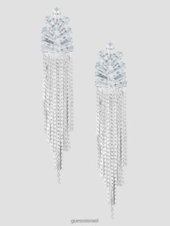 GUESS נשים עגילים ליניאריים מיני סטייטמנט F8RV3846 אבזר כסף