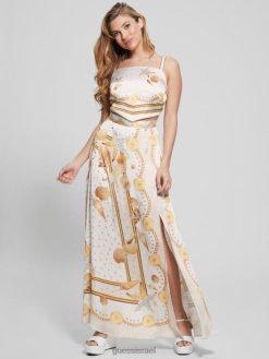 GUESS נשים עליונית צעיף סאטן של Basma F8RV1184 לבוש הדפס רב פגזים