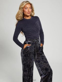 GUESS נשים עליונית קיילי F8RV1416 לבוש כחול כהה מלאנג' נוצץ