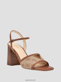 GUESS נשים עקבים בלוק גלון פתוח F8RV3416 הַנעָלָה חום בינוני