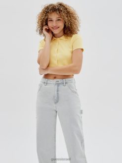 GUESS נשים פולו סוודר מקורי F8RV1370 לבוש חמאה תירס