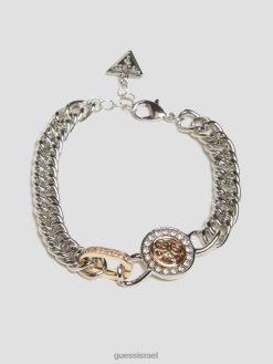 GUESS נשים צמיד קישור quattro g F8RV3847 אבזר רב ירוק ורוד לבן