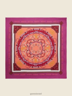 GUESS נשים צעיף משי מונקו F8RV3801 אבזר ורוד פוקסיה