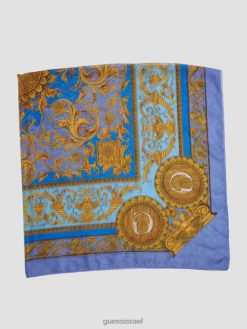 GUESS נשים צעיף משי שקוף של ארין F8RV3783 אבזר כחול פודרה