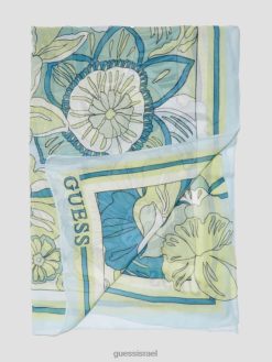 GUESS נשים צעיף פרחוני של לילה F8RV1418 אבזר רב ירוק