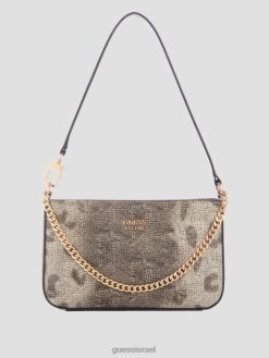 GUESS נשים קייטי פיתון מיני כתף עליונה עם רוכסן F8RV3054 תיקים טל דבש