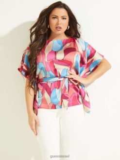 GUESS נשים קימונו באחה ביץ' F8RV1607 לבוש פריחה נועזת